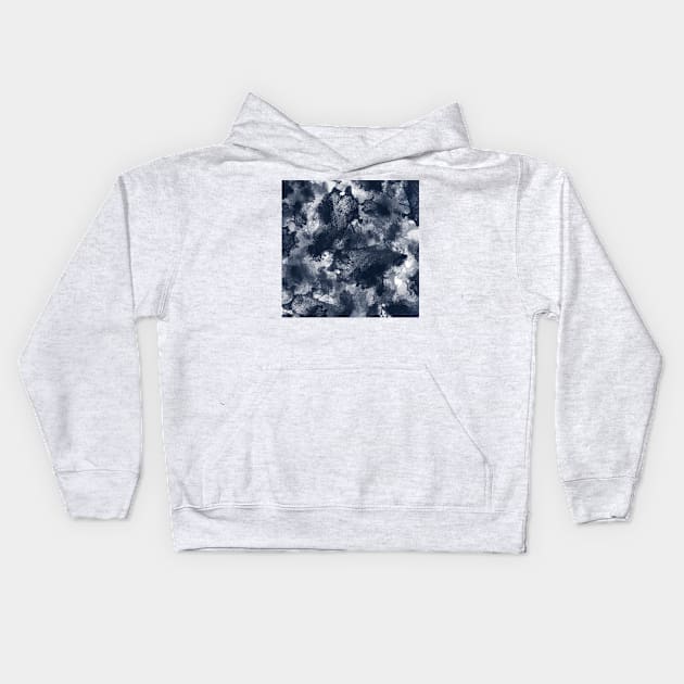 Abstract Navy Watercolor Kids Hoodie by Elizabeth Karlson Art